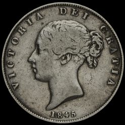 1845 Queen Victoria Young Head Silver Half Crown Obverse
