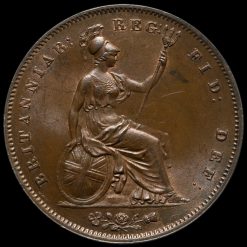 1854 Queen Victoria Young Head Copper Penny Reverse