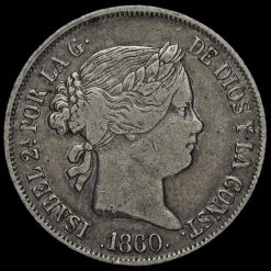 Spain 1860 Silver 4 Reales Obverse