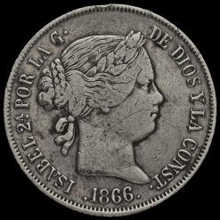 Spain 1866 Silver 4 Centimos Obverse