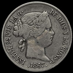 Spain 1867 Silver 4 Centimos Obverse