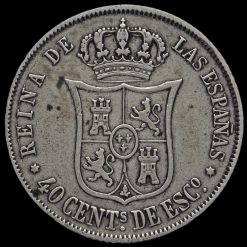 Spain 1867 Silver 4 Centimos Reverse