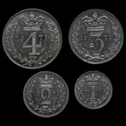 1871 Queen Victoria Young Head Silver Maundy Set Reverse