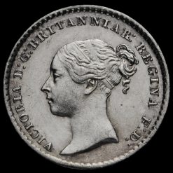 1875 Queen Victoria Young Head Silver Maundy Penny Obverse
