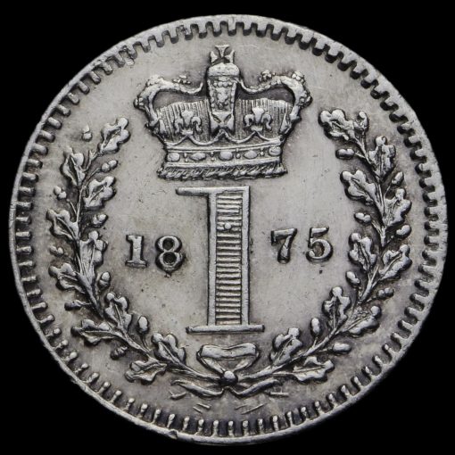 1875 Queen Victoria Young Head Silver Maundy Penny Reverse