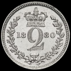 1880 Queen Victoria Young Head Silver Maundy Twopence Reverse