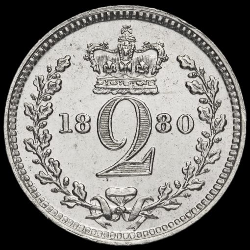 1880 Queen Victoria Young Head Silver Maundy Twopence Reverse