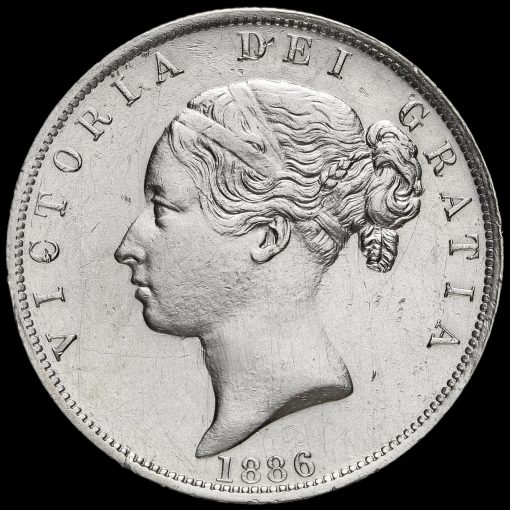 1886 Queen Victoria Young Head Silver Half Crown Obverse