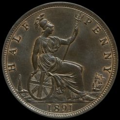 1891 Queen Victoria Bun Head Halfpenny Reverse