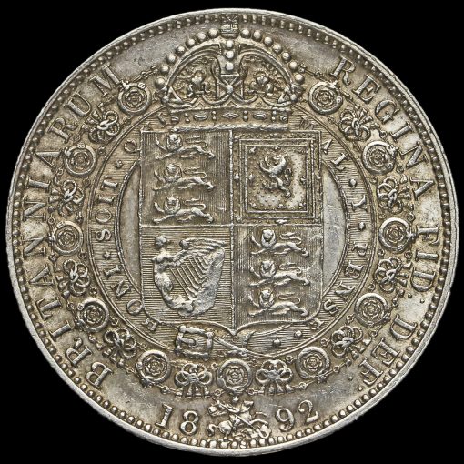 1892 Queen Victoria Jubilee Head Silver Half Crown Reverse
