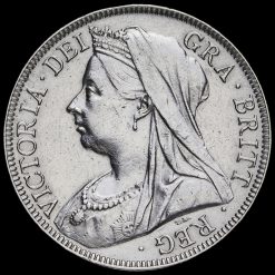 1899 Queen Victoria Veiled Head Silver Half Crown Obverse