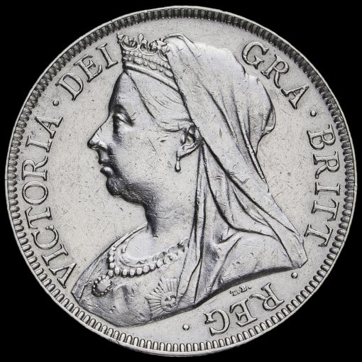 1899 Queen Victoria Veiled Head Silver Half Crown Obverse