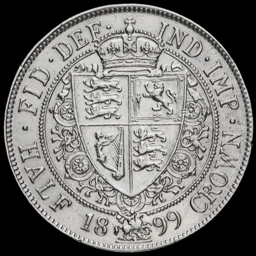 1899 Queen Victoria Veiled Head Silver Half Crown Reverse