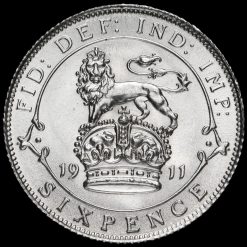 1911 George V Silver Sixpence Reverse