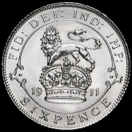 1911 George V Silver Sixpence Reverse