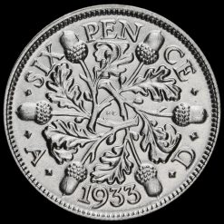 1933 George V Silver Sixpence Reverse