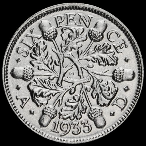 1933 George V Silver Sixpence Reverse