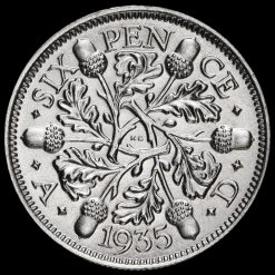 1935 George V Silver Sixpence Reverse