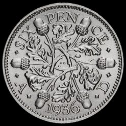 1936 George V Silver Sixpence Reverse