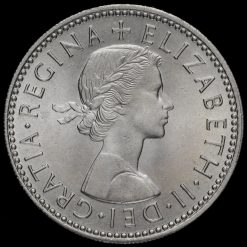 1955 Elizabeth II English Shilling, Uncirculated Obverse