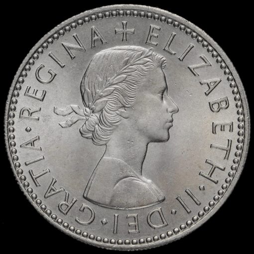 1955 Elizabeth II English Shilling, Uncirculated Obverse