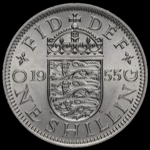 1955 Elizabeth II English Shilling, Uncirculated Reverse