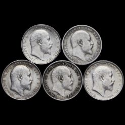 5 x Edward VII Silver Threepences Obverses
