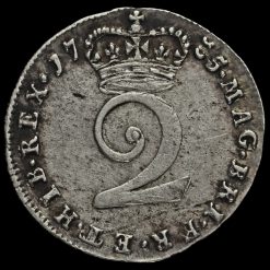 1735 George II Early Milled Silver Maundy Twopence Reverse