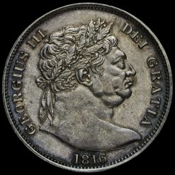 1816 George III Milled Silver 'Bull Head' Half Crown Obverse