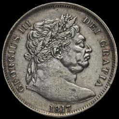 1817 George III Milled Silver 'Bull Head' Half Crown Obverse
