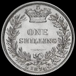 1874 Queen Victoria Young Head Silver Shilling Reverse