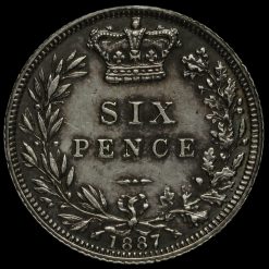 1887 Queen Victoria Young Head Silver Sixpence Reverse