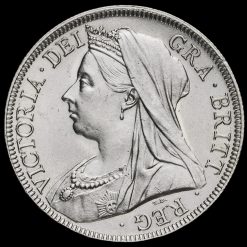 1896 Queen Victoria Veiled Head Silver Half Crown Obverse