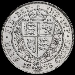 1898 Queen Victoria Veiled Head Silver Half Crown Reverse