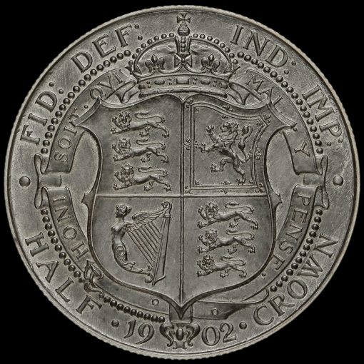 1902 Edward VII Silver Matt Proof Half Crown Reverse