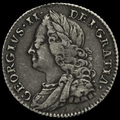 1757 George II Early Milled Silver Sixpence Obverse