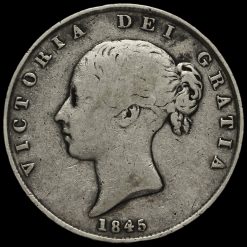 1845 Queen Victoria Young Head Silver Half Crown Obverse