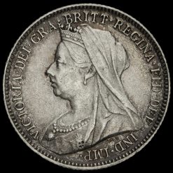 1901 Queen Victoria Veiled Head Silver Sixpence Obverse