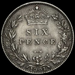1901 Queen Victoria Veiled Head Silver Sixpence Reverse