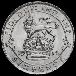 1914 George V Silver Sixpence Reverse