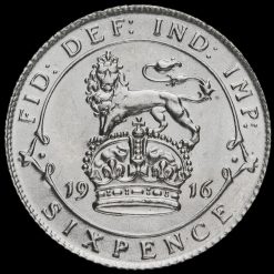 1916 George V Silver Sixpence Reverse