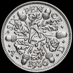 1936 George V Silver Sixpence Reverse