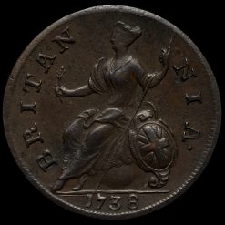 1738 George II Early Milled Copper Halfpenny Reverse