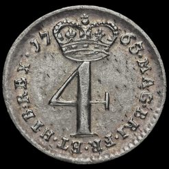 1763 George III Early Milled Silver Maundy Fourpence Reverse