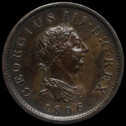 1806 George III Early Milled Copper Penny Obverse
