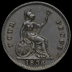 1836 William IV Milled Silver Fourpence / Groat Reverse
