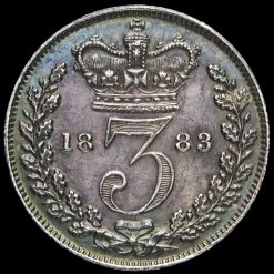 1883 Queen Victoria Young Head Silver Threepence Reverse