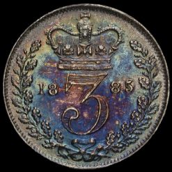 1885 Queen Victoria Young Head Silver Threepence Reverse