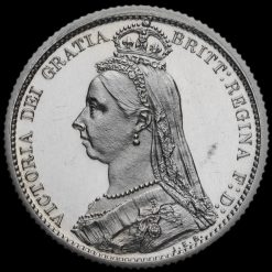 1887 Queen Victoria Jubilee Head Silver Proof Sixpence Obverse