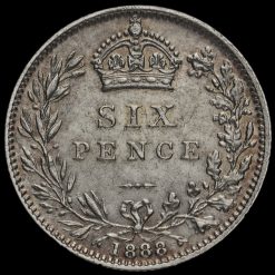 1888 Queen Victoria Jubilee Head Silver Sixpence Reverse